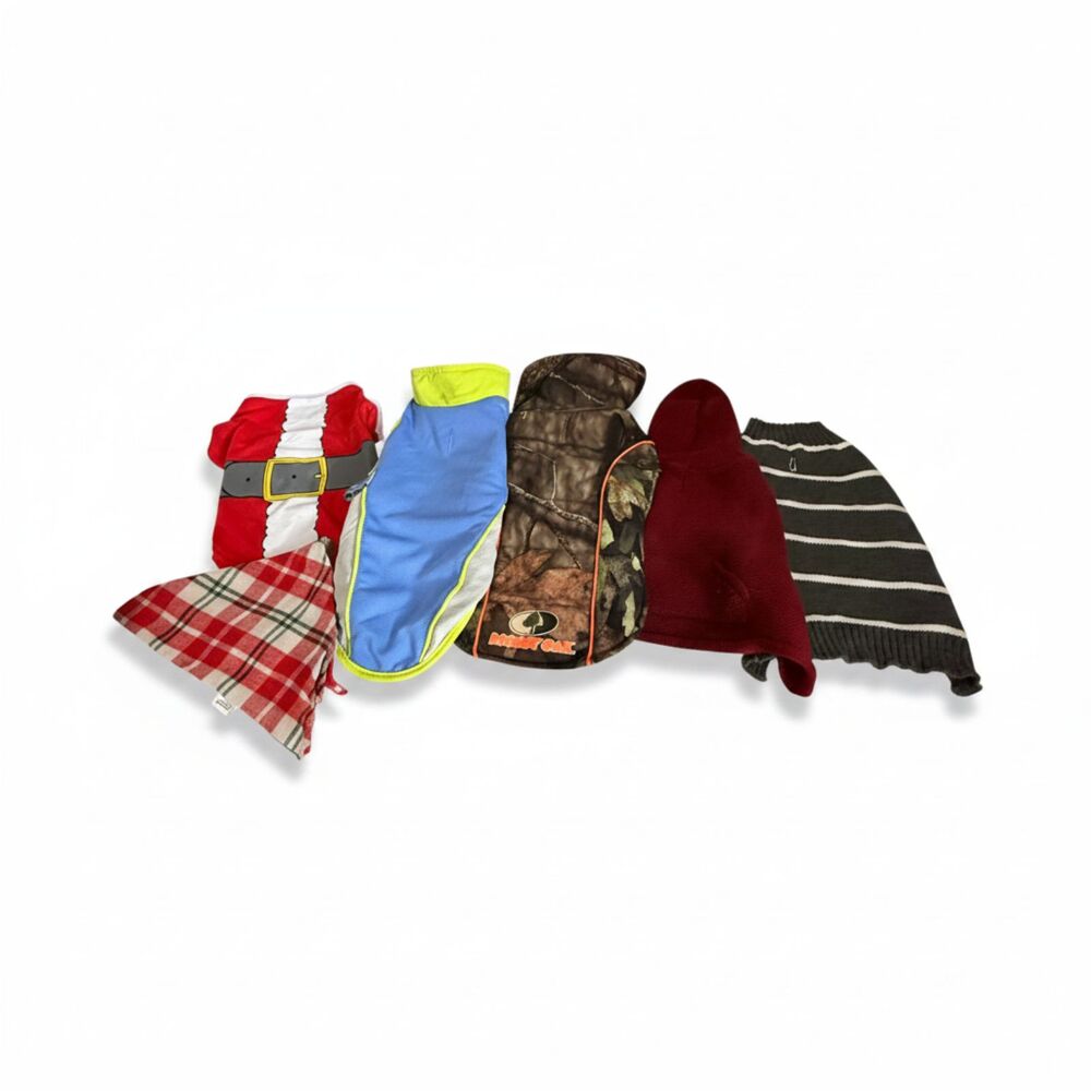 Small Dog Clothing Lot 6 Pieces Sweaters Vest Bandana Mossy Oak Toy Dog